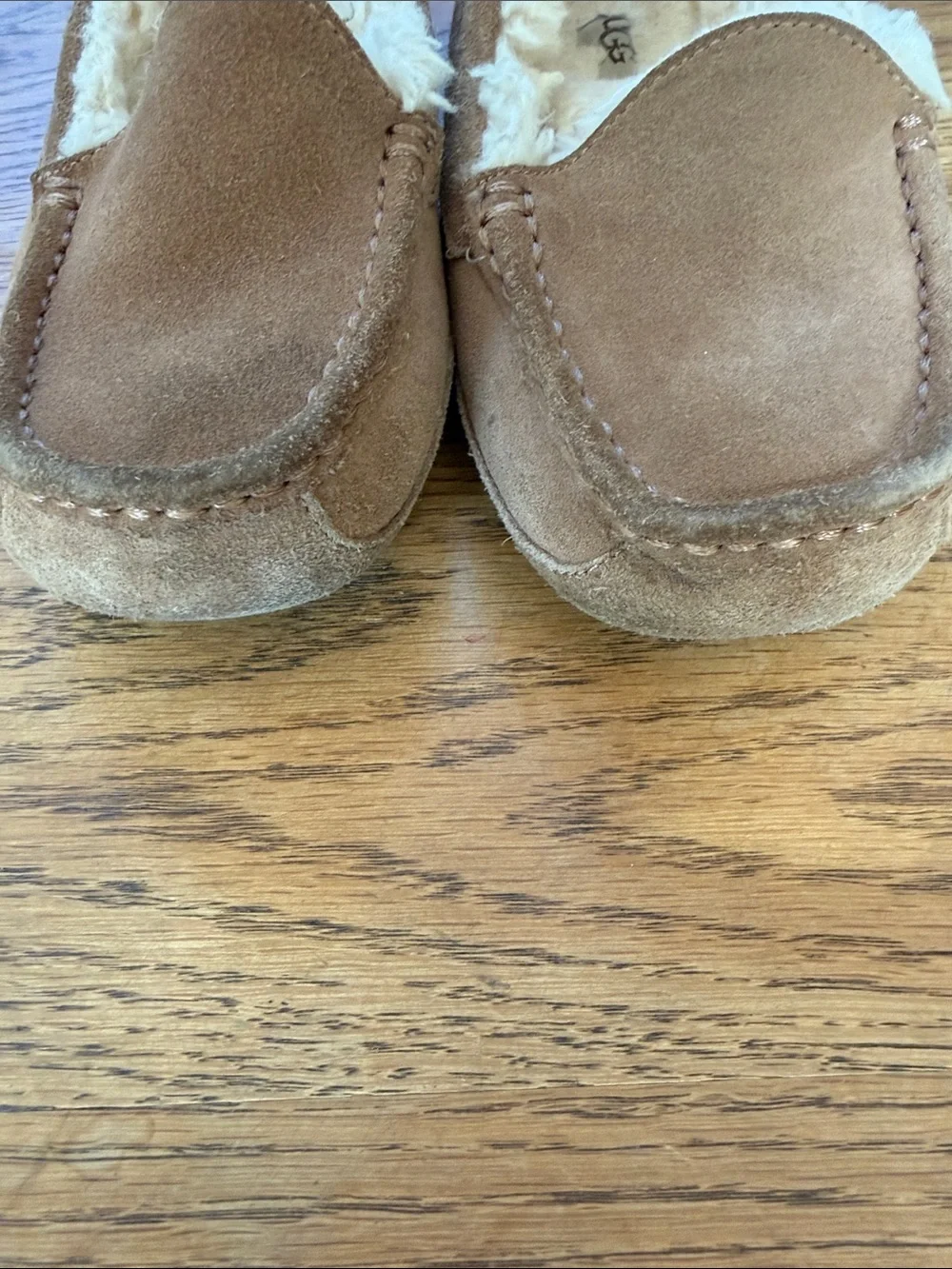 UGG Boy’s Chestnut Suede Shearling-Lined Moccasin Slippers